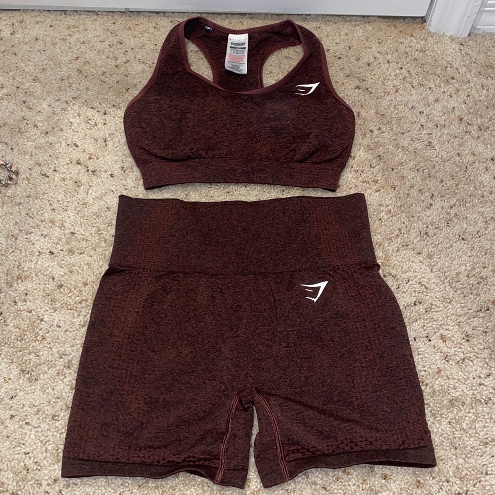 Brown Gymshark vital seamless set